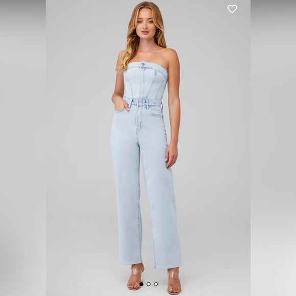 Good American tube 90s jumpsuit Light Blue Strapless Denim Jumpsuit,All Products : American Fashion Style Bags On Sale